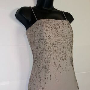 JS Boutique Champagne Beaded Gown